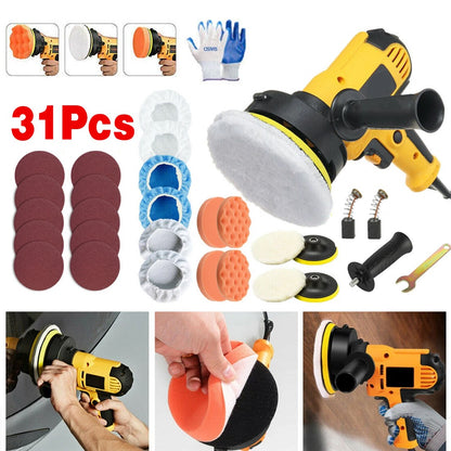 31Pcs Electric Polisher Buffer Sander Car Polisher With Polishing Sponge Kit