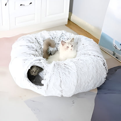 Christmas Cozy Cat Tunnel Bed,
