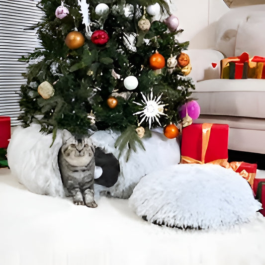 Christmas Cozy Cat Tunnel Bed,
